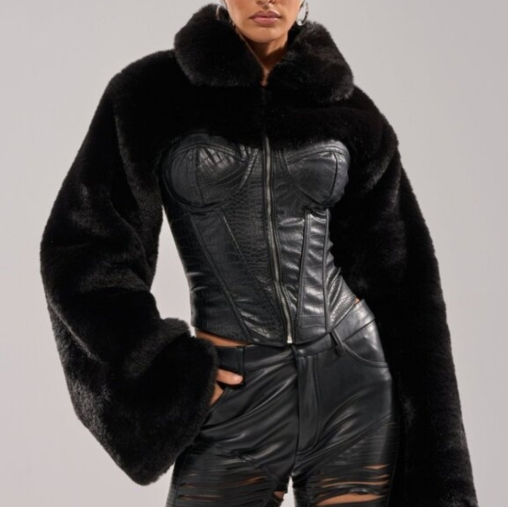 Akira Shorty Corseted Faux Fur